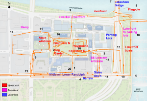 Map of Chicago's Lakeshore East development, to the northeast of Millenium Park, and the path I rode through it